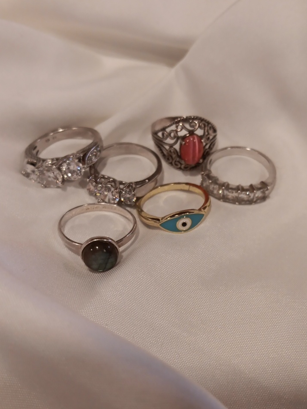 Vtg Sterling Silver Lot Of 5 Rings